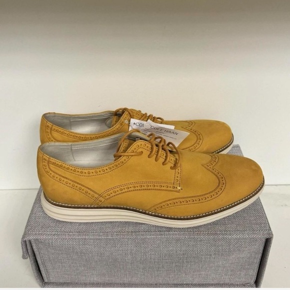 Cole Hann Custom Yellow Brogue Shoes - Picture 3 of 5